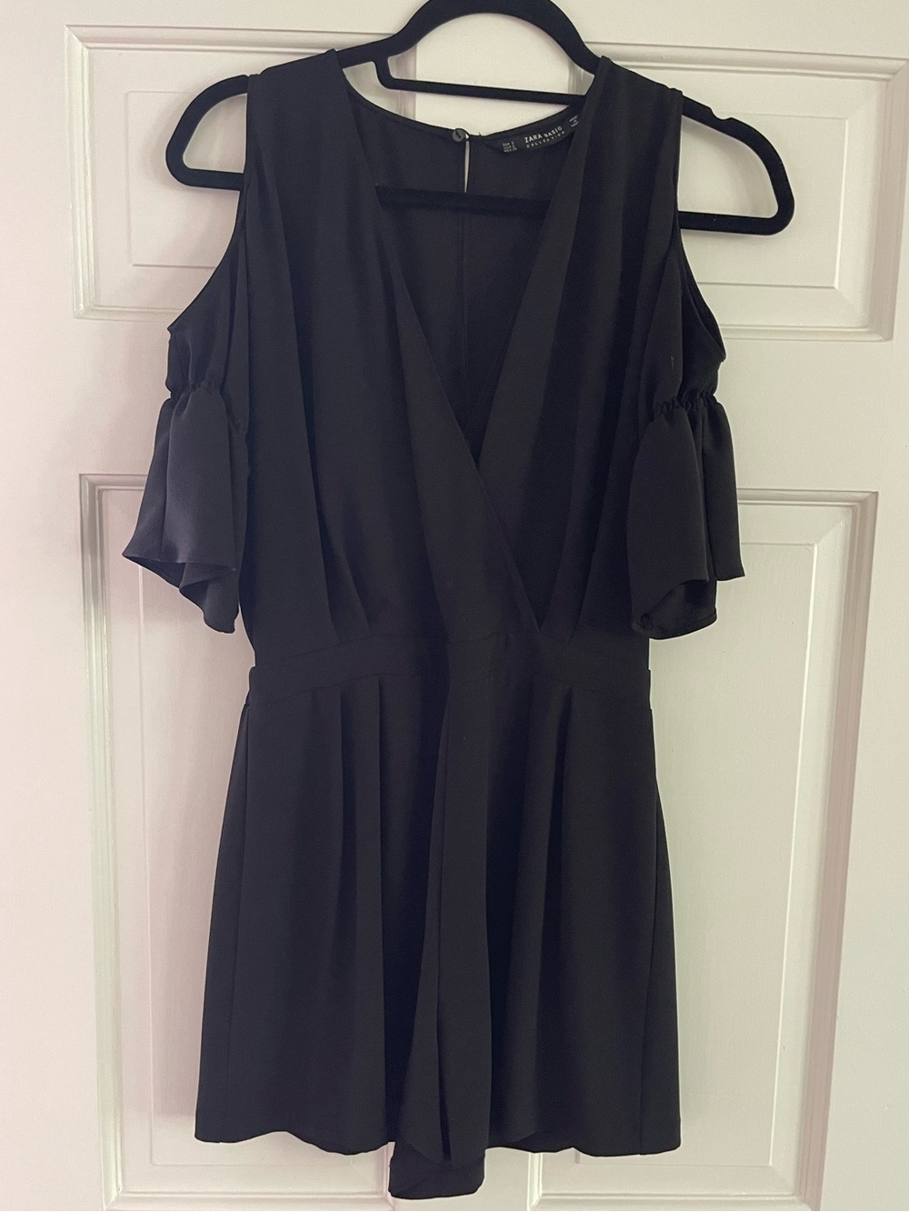 Zara Black Open-Shoulder V-Neck Romper